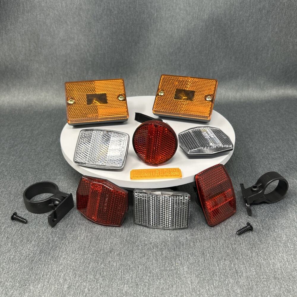 11pc Mixed Vintage & Modern Bicycle Rear Front Reflectors Cat-Eye Sate-Lite